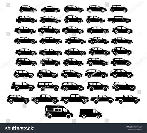 Set Car Silhouettes Black White Car Stock Vector (Royalty Free) 1120697207