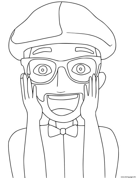 Blippi Is Excited And Happy Coloring page Printable