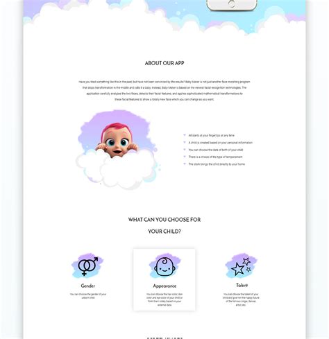 Baby Maker Apps landing page on Behance