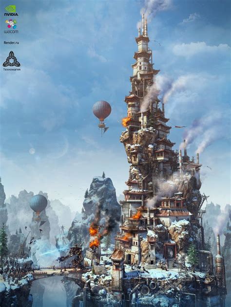 the cover of digital mayhem's 3d landscape techniques, with an image of a castle