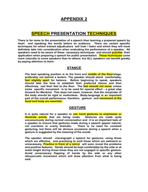 speech presentation techniques