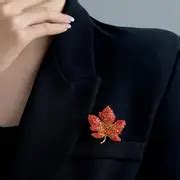 Elegant Maple Pattern Corsage Rhinestone Inlaid Brooch Women Dress Suit ...