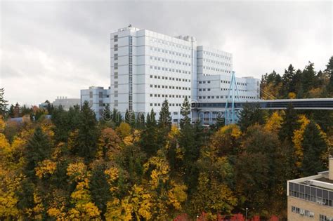 Portland, Oregon- November 19, 2011. The Veterans Hospital sits atop ...