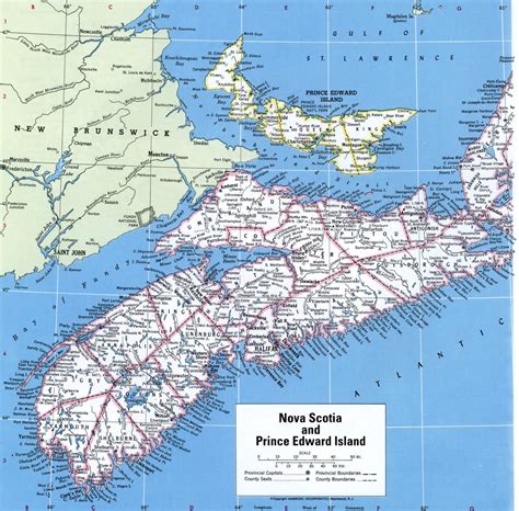 Prince Edward Island map with cities and counties. Free printable road map