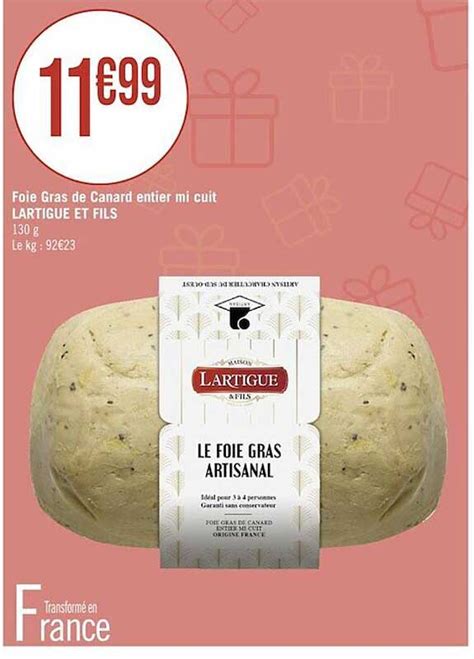Promo Foie Gras De Canard Entier Mi Cuit Lartigue Et Fils chez Casino ...