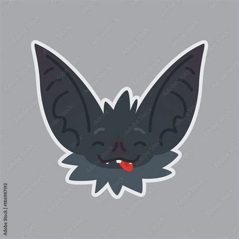 Bat sticker. Emoji. Vector illustration of cute Halloween bat vampire ...