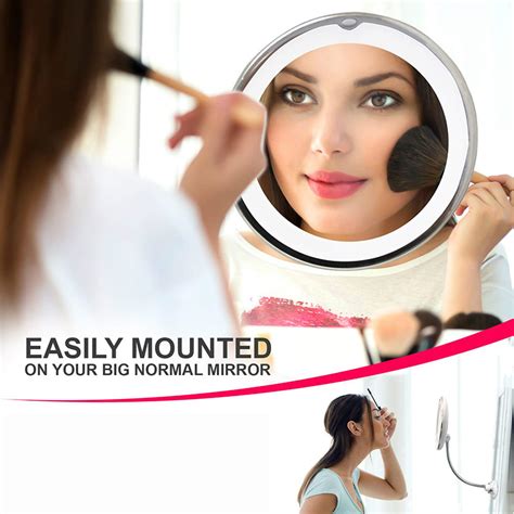 Wall Mounted Lighted Makeup Mirror 10X Magnifying LED Mirrors 360 Rotation Bathroom Cosmetics ...