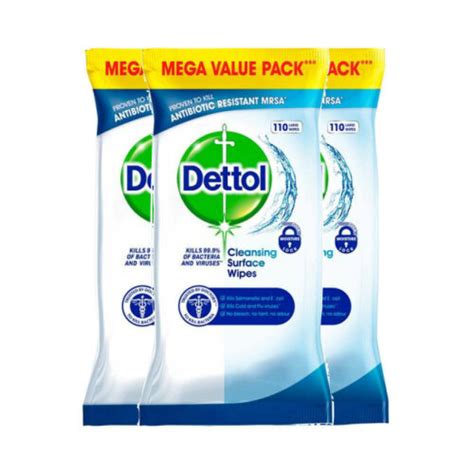 # Dettol Large Wipes Kills 99.9 % of Viruses and Bacteria – 110 Pack x 3 (330 Wipes) – Nortram ...