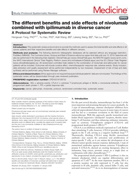 (PDF) The different benefits and side effects of nivolumab combined with ipilimumab in diverse ...