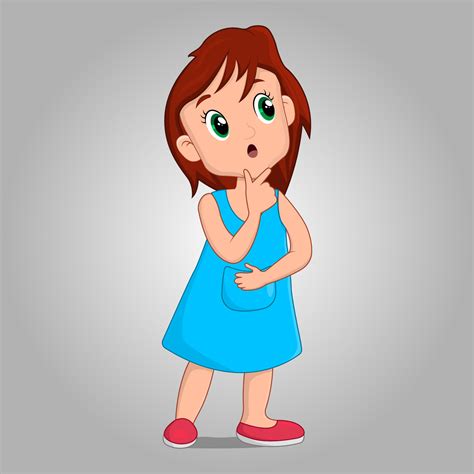 Cute Little girl thinking pose, 2d cartoon character vector 14992113 Vector Art at Vecteezy