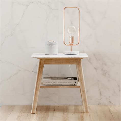 Scandi Marble Bedside Table with Timber Frame | Marble bedside, Marble bedside tables, Timber ...