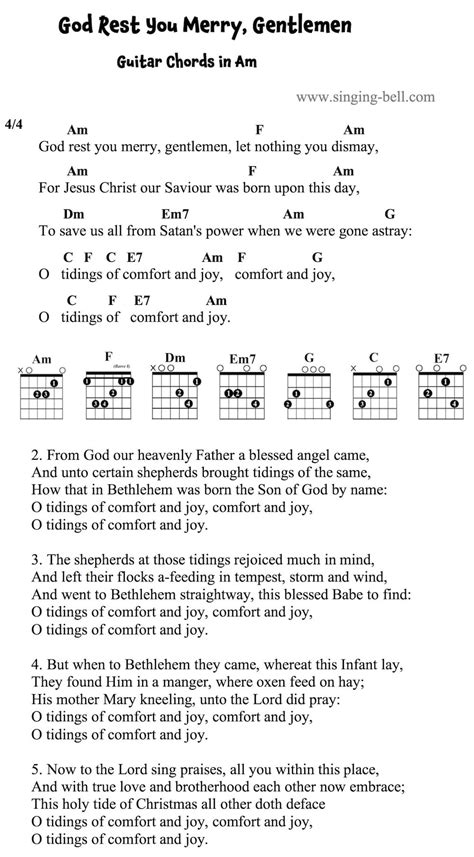 God Rest You Merry Gentlemen Guitar Chords Tabs Notes PDF