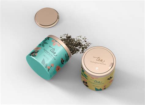 Free Tea Tin Metal Container Mockup PSD - Good Mockups