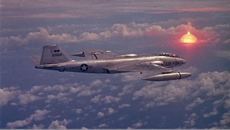 B-57B observing a nuclear test during Operation Redwing, Bikini Atoll ...