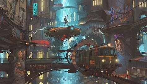 City, Sci Fi, Train, Steampunk, Vehicle, HD wallpaper | Peakpx