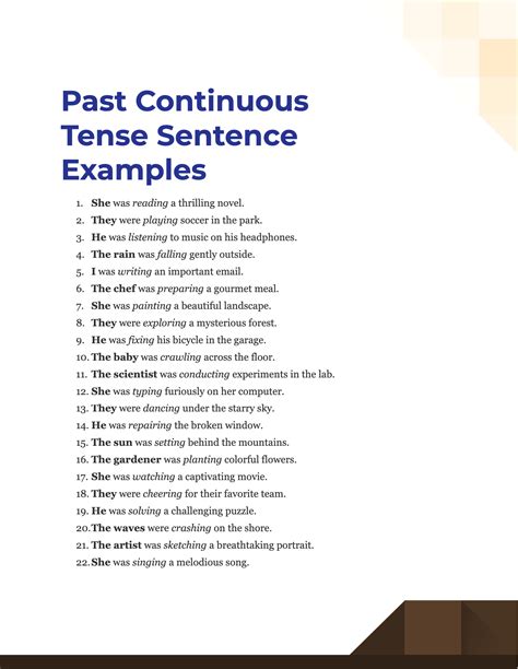 Past Continuous Tense Sentence - 99+ Examples, How to Write, PDF, Tips