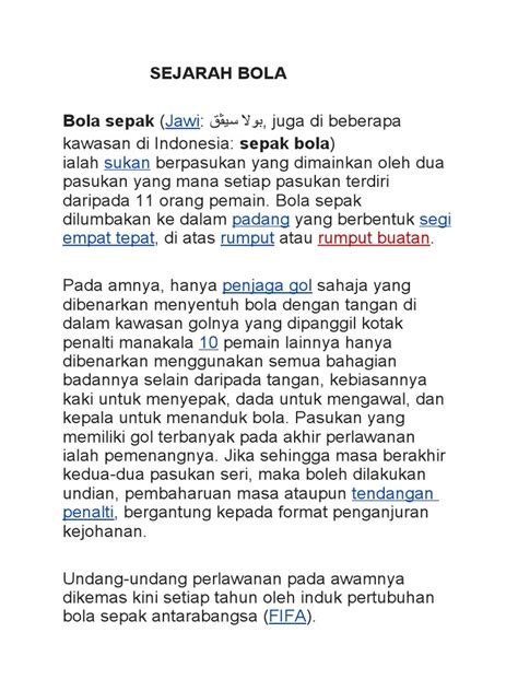 Sejarah Bola Sepak | PDF