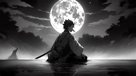 Tanjiro Kamado Moon Background Manga Wallpaper by patrika