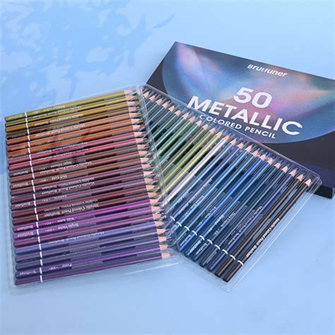 50 Pieces Metallic Colored Drawing Pencils Set