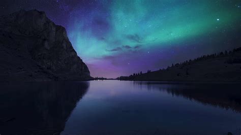 Northern Lights Aurora Borealis Over Lake UHD 4K Wallpaper | Pixelz