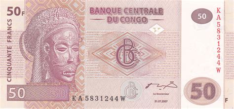 Congo Democratic Republic 50 Congolese francs banknote 2007|World ...