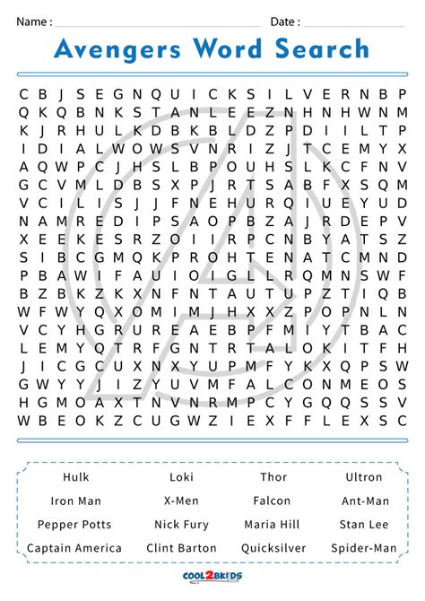 Printable Avengers Word Search