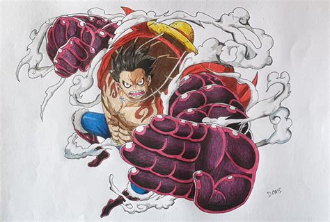 Hi guys. Here is my drawing of Monkey D. Luffy Gear 4. What do you ...