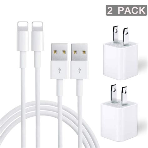 iPhone Charger 2-Pack Charging Cable and USB Wall Charger Power Adapter ...