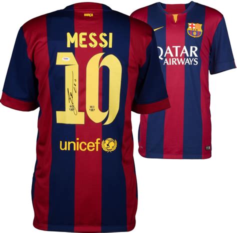 Lionel Messi Barcelona Autographed 2014-15 Home Jersey with Vertical ...