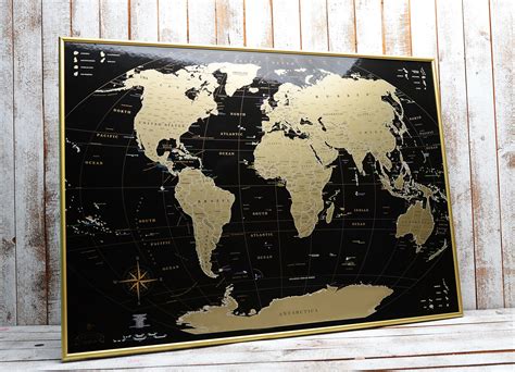 Large Framed Personalized World Scratch off Map w USA | Etsy