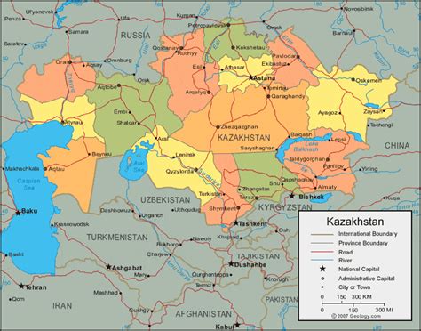 Kazakhstan Map and Satellite Image