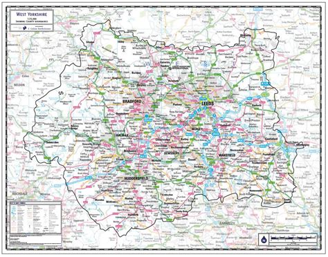 West Yorkshire County Map (2021) | County map, Yorkshire county, Wall maps