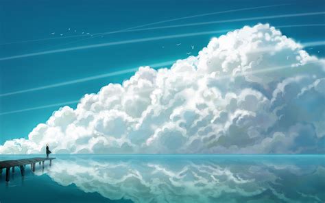 Anime Girl Sea Sky Clouds Landscape Art 4k Wallpaper,HD Anime Wallpapers,4k Wallpapers,Images ...