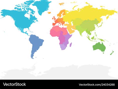 Colorful Map Of World Divided Into Regions Simple Vector Image | Hot ...