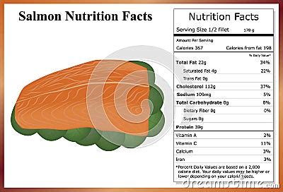 Salmon Nutrition Facts Stock Vector - Image: 55075415