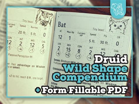 DRUID WILD SHAPE Booklet for DnD 5e | Form Fillable PDFs Included | Dungeons and Dragons | D&D ...