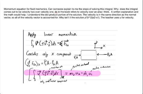 Solved Momentum equation for fluid mechanics. Can someone | Chegg.com