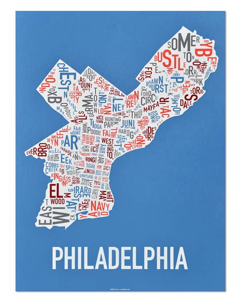 Philadelphia Neighborhood Map 18" x 24" Multi-Color Screenprint