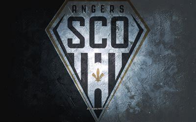 Download wallpapers Angers SCO, French football team, white background, Angers SCO logo, grunge ...