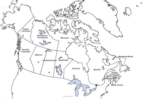 Canada Provinces Map With Capitals