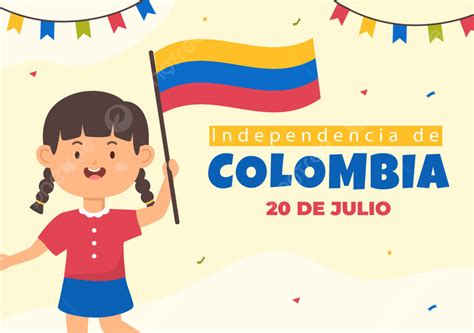 20 De Julio Independencia De Colombia Cartoon Illustration With Flags ...