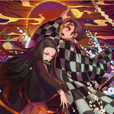 1080x1080 Resolution Demon Slayer Kimetsu No Yaiba Art Nezuko x Tanjiro ...