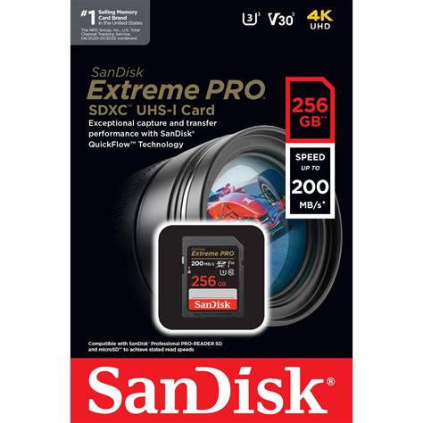 SanDisk 256GB Extreme PRO UHS-I SDXC Memory Card (200MB/s) - Memory ...