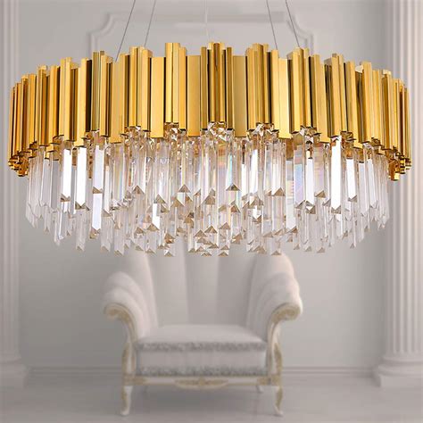 MEELIGHTING Raindrop Gold Plated Modern Crystal Chandelier Lights Luxury Pendant Ceiling Light ...