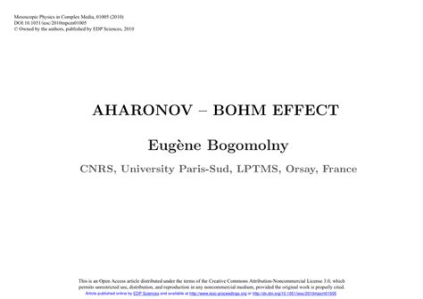 (PDF) Aharonov – Bohm Effect