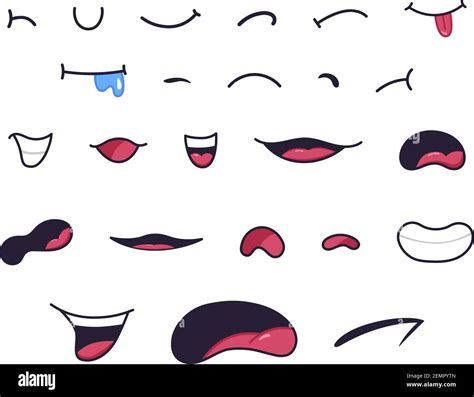 Cartoon mouths. Caricature funny characters mouth with lips, teeth and ...