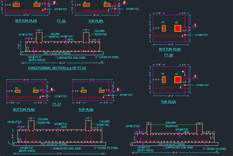 RCC Combined Footing Details Autocad Drawing