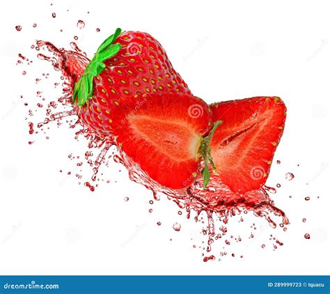 Splash juice strawberries stock image. Image of drop - 289999723