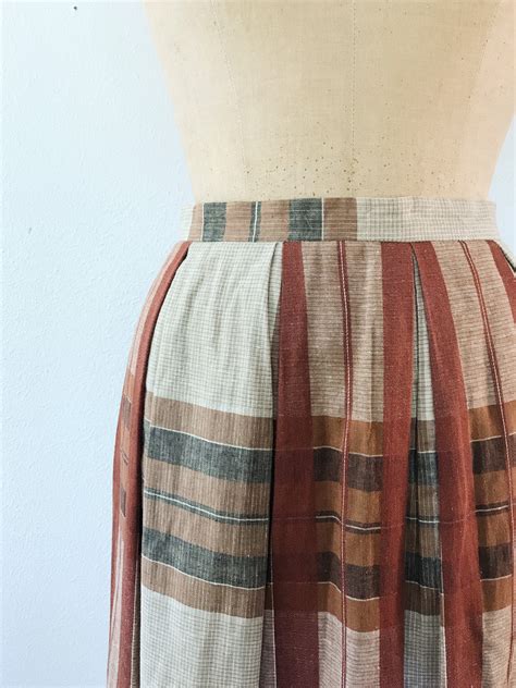 Summer Madras skirt / 80s vintage skirt / vintage pleated skirt