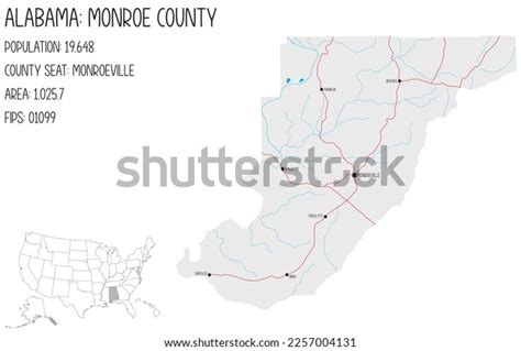 Large Detailed Map Monroe County Alabama Stock Vector (Royalty Free ...